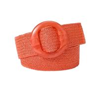 KONGNY Vintage Stroh geflochtener Gürtel für Frauen PP Stroh gewebter elastischer Taillengürtel Riemen Sommer Boho Kleid Hemd Dekoration breiter Bund, Orange