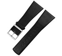kongsou For CK K0Q21107/K0Q21120 KOQ211 Genuine Cowhide Leather Plain Watch Band(Black - Silver A)