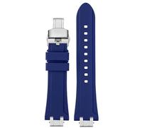 kongsou Gummi-Uhrenarmband für MAURICE LACROIX AIKON Connector AI6008 6038 6007 Armband Schnellverschluss Metall Stahlkopf Silikon-Uhrenarmband(Blue silvery,AI1108)