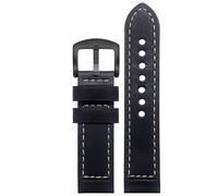 kongsou Lederarmband für Hamilton Khaki Field H70555533 H70455533 Little Red Cap Herrenarmband(Black matteb3,22mm)