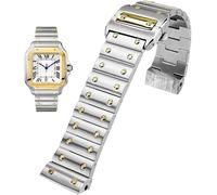 kongsou Massives Edelstahl-Herrenarmband Für Cartier Santos 100-Serie, Armband Mit Butterfly-Schnalle, Uhrenzubehör(Silver gold)