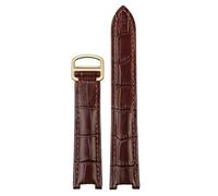 kongsou Uhrenarmband Für Cartier PASHA Herren Damen Rindslederarmband Mit Klappschließe Zubehör(Brown gold,18mm-10mm)