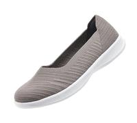 konhill Damen Loafers Bequeme Slip On Flache Ballerinas Schuhe Lässige Weich Walkingschuhe Weit EU 39 Khakigrau