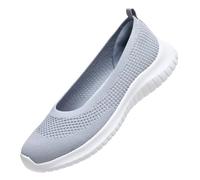 konhill Slip on Turnschuhe Frauen Laufschuhe leicht Flats Schuhe atmungsaktiv Loafer Mesh Walking Schuhe Casual Trainer Hellgrau EU 39