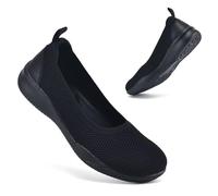 konhill Slipper & Mokassins für Damen, Sportschuhe, Leichte Slip On Sneakers Mesh Flache Schuhe Trainers Schwarz EU 38