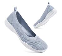 konhill Slipper & Mokassins für Damen, Sportschuhe, Leichte Slip On Sneakers Mesh Flache Schuhe Trainers Hellgrau EU 39.5