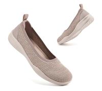 konhill Slipper & Mokassins für Damen, Sportschuhe, Leichte Slip On Sneakers Mesh Flache Schuhe Trainers Aprikose EU 41