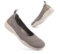 konhill Slipper & Mokassins für Damen, Sportschuhe, Leichte Slip On Sneakers Mesh Flache Schuhe Trainers Khaki EU 41