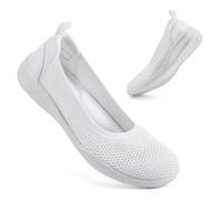 konhill Slipper & Mokassins für Damen, Sportschuhe, Leichte Slip On Sneakers Mesh Flache Schuhe Trainers Weiß EU 39.5