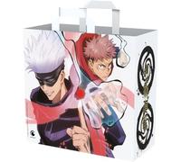 Konix Jujutsu Kaisen Einkaufstasche 40 x 45 x 20 cm - Recyceltes Material - Gojo- und Yuji-Motiv - Weiß