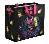 Konix Stranger Things Einkaufstasche - Größe M 40 x 45 x 20 cm - Recyceltes Material - Motiv Hellfire Club - Schwarz und Rosa