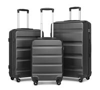 KONO 3-teilig Kofferset Gepäckset Koffer Trolley Set aus Hartschale Reisekoffer mit 4 Rollen und TSA Schloss Hartschalenkoffer Rollkoffer Set (Grau)