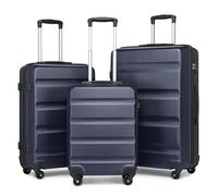 KONO 3-teilig Kofferset Gepäckset Koffer Trolley Set aus Hartschale Reisekoffer mit 4 Rollen und TSA Schloss Hartschalenkoffer Rollkoffer Set (Dunkelblau)