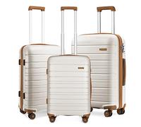 KONO 3-teiliges Hartschalenkoffer mit TSA-Schloss und 4 Spinner-Rädern (cremefarben), cremeweiß, Set of 3, Gepäck-Sets mit Spinner-Rädern