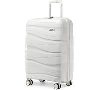 Kono 55x40x20cm Leichtes Polypropylen Hartschalen-Handgepäck-Trolley mit TSA-Schloss und Spinner-Rädern, Weiß