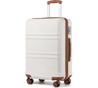 Kono Fashion Handgepäck Leichtes ABS-Hartschalen-Trolley-Reisekoffer mit 4 Rädern Kabine-Handgepäckkoffer Creme-weiß 28 Zoll