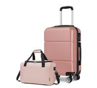 KONO Gepäck-Set, 2-teilig, Handgepäck, Kabinenkoffer, Hartschalen-Spinner-Räder mit Reisetasche, leicht, wasserdicht, Hautfarben und Rosa, 20 Inch Luggage Set, modisch