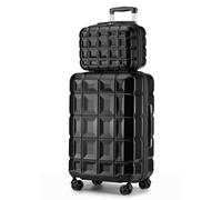 KONO Gepäck-Sets Kofferset 2 Teilig Mittelgroß Koffer mit Beautycase (62cm+Kosmetikkoffer, Schwarz)