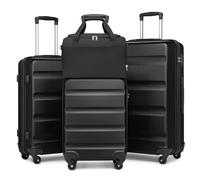 KONO Gepäcksets, 4-teiliges Set, ABS-Hartschale, Leichter Koffer mit Handgepäck, Reisetasche für Ryanair, strapazierfähiges Reisegepäck mit TSA-Schloss,Schwarz, Gepäcksets