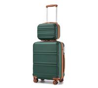 Kono Gepäcksets Leichter ABS-Hartschalen-Reisekoffer mit TSA-Zahlenschloss, 4 Spinner-Rollen, Grün / Braun, Sets of 2