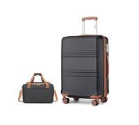 KONO Groß Reisekoffer Rollkoffer Set Gepäcksets 2 Teilig, 74cm Groß Trolley Koffer mit Ryanair Reisetasche 40x20x25cm, Schwarz/Braun