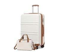 KONO Groß Reisekoffer Rollkoffer Set Gepäcksets 2 Teilig, 74cm Groß Trolley Koffer mit Ryanair Reisetasche 40x20x25cm, Cremeweiß