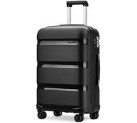 Kono Großer Hartschalen-Koffer Reisekoffer mit 4 Doppelrädern Leichtes Polypropylen-Check-in-Gepäck mit TSA-Schloss (Schwarz, 76 cm/100 L)