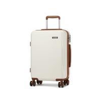 KONO Handgepäck Koffer Hartschalen Leicht ABS+PC Koffer Klein Reisekoffer mit TSA Schloss und 4 Rollen 55×38×20, 33L, Weiß/Braun