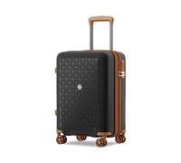 KONO Handgepäck Koffer mit Getränkehalter Hartschale Leicht Polypropylen Erweiterbar Rollkoffer Reisekoffer mit 4 Rollen und TSA Schloss, Schwarz/Braun