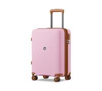 KONO Handgepäck Koffer mit Getränkehalter Hartschale Leicht Polypropylen Erweiterbar Rollkoffer Reisekoffer mit 4 Rollen und TSA Schloss, Rosa/Braun