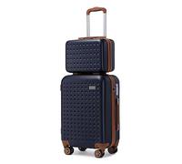 KONO Handgepäck Koffer Set mit Kosmetikkoffer Reisegepäck-Sets Beautycase Koffer Trolleys 100% ABS Reisekoffer Hartschalenkoffer Rollkoffer TSA-Schloss Blau
