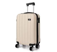 KONO Handgepäck Koffer Trolley ABS Leicht Kabinenkoffer Reisekoffer mit 4 Rollen und Zahlenschloss, 55x35x20cm, 32 Liter, Beige