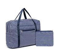 Kono Handgepäck Tasche für Flugzeug Reisetasche Faltbare 45 * 32 * 14 Klein Handgepäck Koffer Wasserabweisend Sporttasche Krankenhaustasche Weekendertasche(Blau-Weiß Streifen)