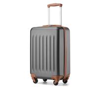 KONO Hartschale Koffer Trolley Rollkoffer Handgepäck Koffer Zwillingsrollen ABS Handgepäck Bordgepäck 4 Rollen, 55cm 20 Zoll(Grau/Braun)