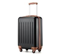 KONO Hartschale Koffer Trolley Rollkoffer Handgepäck Koffer Zwillingsrollen ABS Handgepäck Bordgepäck 4 Rollen, 55cm 20 Zoll(Schwarz/Braun)