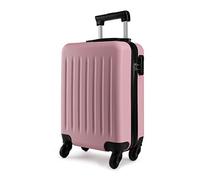 KONO Hartschale Koffer Trolley Rollkoffer Zwillingsrollen ABS Handgepäck Bordgepäck 4 Rollen, 48cm 19 Zoll(Pink)