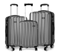 KONO Hartschale Trolley Koffer 4 Rollen Reisekoffer Gepäck (Pink, Set)
