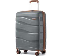 KONO Hartschalen-Koffer Groß Leichter Reisekoffer mit 4 Rädern und TSA-Schloss, 75x52x30cm, 105 Liter, Doppelräder, Polypropylen-Hartschale (Grau-Braun, XL)