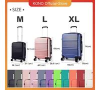 KONO Hartschalen Koffer, Leichte ABS Trolleys mit Zwillingsrollen, TSA Schloss, Reisekoffer（M/L/XL） Beige
