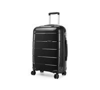KONO Klein Koffer 55x40x20 Handgepäck Leicht Kabinentrolley Handgepäckkoffer Hartschale Reisekoffer mit 4 Rollen und TSA Schloss, Polypropylen Suitcase Rollkoffer (Schwarz, Koffer M (55cm - 38L))