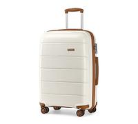 KONO Klein Koffer Handgepäck Kabinentrolley 55x40x20 Leicht Handgepäckkoffer Hartschale Reisekoffer mit 4 Rollen und TSA Schloss, Polypropylen Suitcase Rollkoffer (Creme Weiß, Koffer M (55cm - 38L))