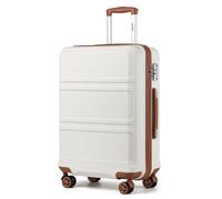 KONO Koffer Großer 28 Zoll Leicht ABS+PC Hartschalenkoffer XL mit TSA-Schloss Reisekoffer mit 4 Rollen Rollkoffer 75×48×30cm, Cremeweiß