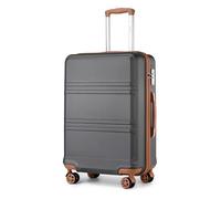 KONO Koffer Handgepäck Trolley Leicht Hartschalenkoffer Reisekoffer mit 4 Rollen und TSA Schloss, 52x38x21cm, 36Liter, Zwillingsrollen Rollkoffer, ABS+PC Hartschale (Grau/Braun, M)