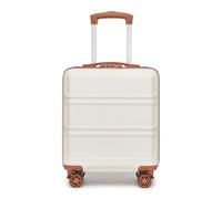 KONO Koffer Klein 16 Zoll Leicht ABS+PC Hartschalenkoffer mit Zahlenschloss Reisekoffer mit 4 Rollen Handgepäck für Ryanair und easyJet 45x35x20cm, Cremeweiß