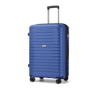 KONO Koffer mittelgroß Hartschalenkoffer PP Reisekoffer mit 4 Spinnrollen Erweiterbarer Leicht Trolley Koffer mit Getränkehalter und TSA Schloss (Blau,L)