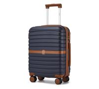 KONO Koffer Reisekoffer Trolley Handgepäck Koffer 55x40x20cm von ABS+PC Hartschalenkoffer mit Zwillingsrollen und Zahlenschloss(Dunkelblau/Braun, 55cm)