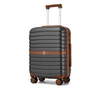 KONO Koffer Reisekoffer Trolley Handgepäck Koffer 55x40x20cm von ABS+PC Hartschalenkoffer mit Zwillingsrollen und Zahlenschloss(Grau/Braun, 55cm)