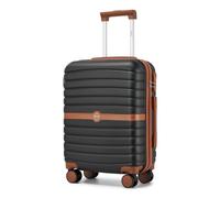 KONO Koffer Reisekoffer Trolley Handgepäck Koffer 55x40x20cm von ABS+PC Hartschalenkoffer mit Zwillingsrollen und Zahlenschloss(Schwarz/Braun, 55cm)