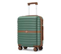 KONO Koffer Reisekoffer Trolley Handgepäck Koffer 55x40x20cm von ABS+PC Hartschalenkoffer mit Zwillingsrollen und Zahlenschloss(Dunkelgrün/Braun, 55cm)