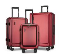 KONO Koffer Set 3 Stück M-L-XL Trolley Handgepäck mit Laptopfach Leichtes aus ABS PC Hartschalenkoffer mit Rollen und TSA Schloss für Business Reisen Familie Urlaub(Kofferset 3tlg,Rot)